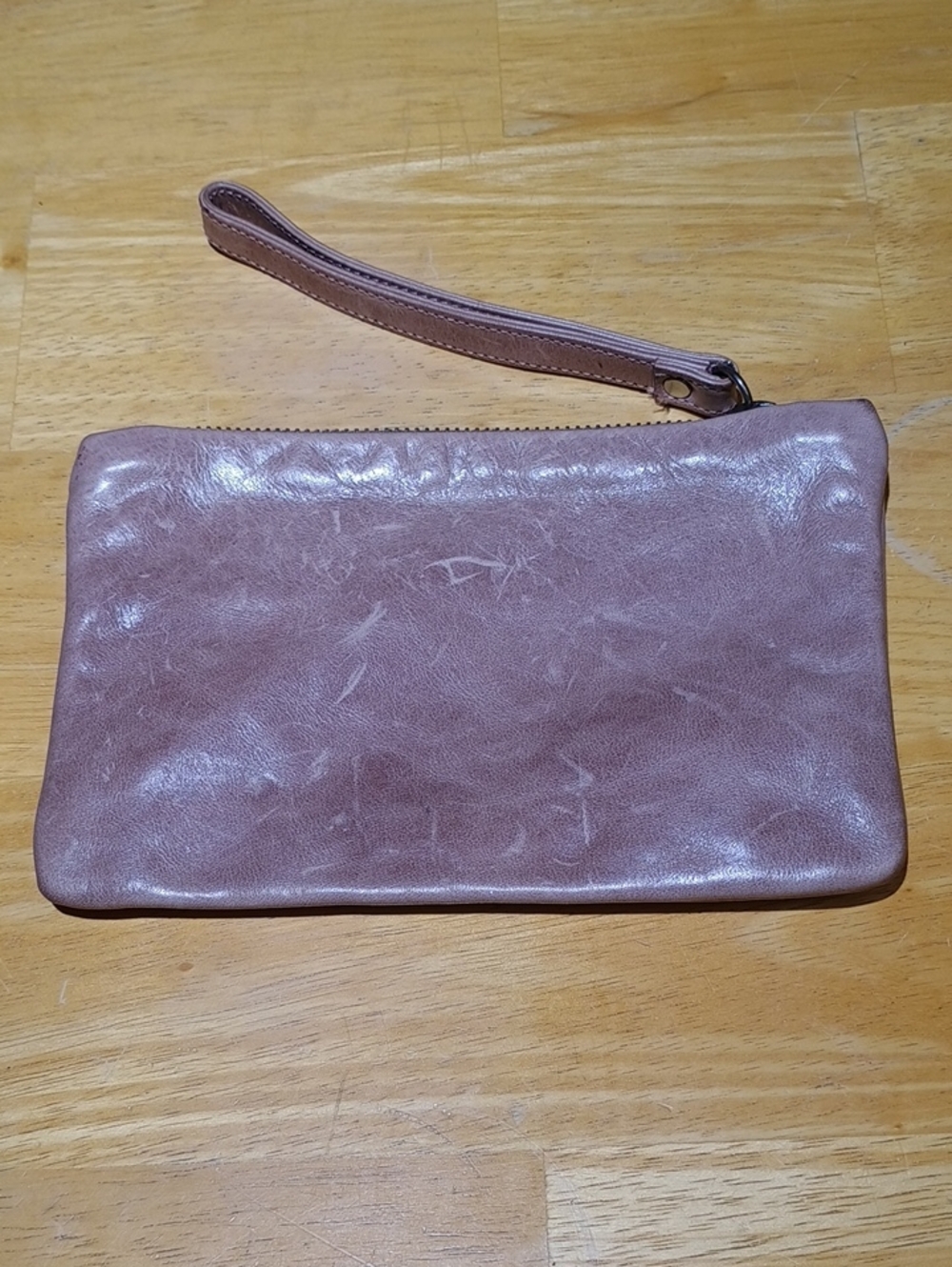 Rough & Tumble Leather Wristlet Clutch in Mauve Brown